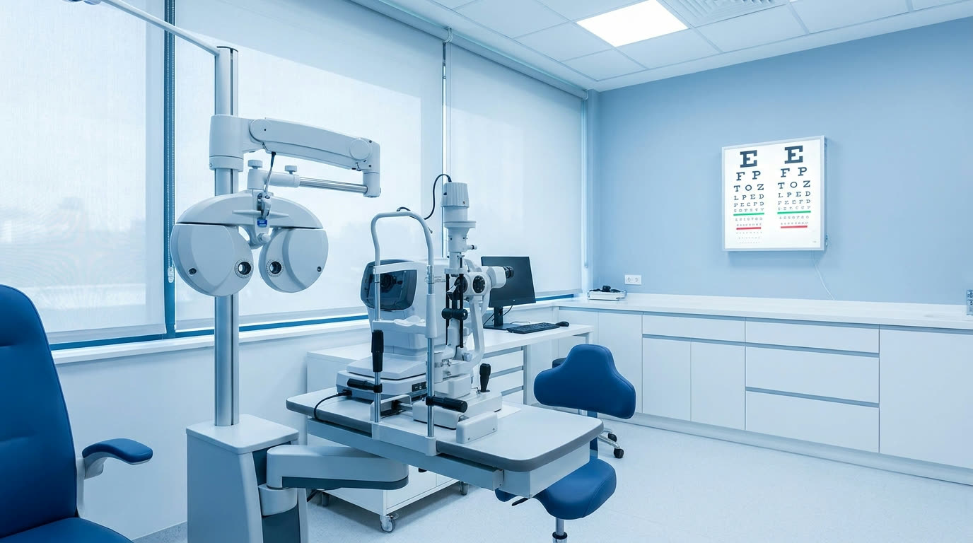 Détail du matériel d'examen ophtalmologique du centre Giammattei-Paoli